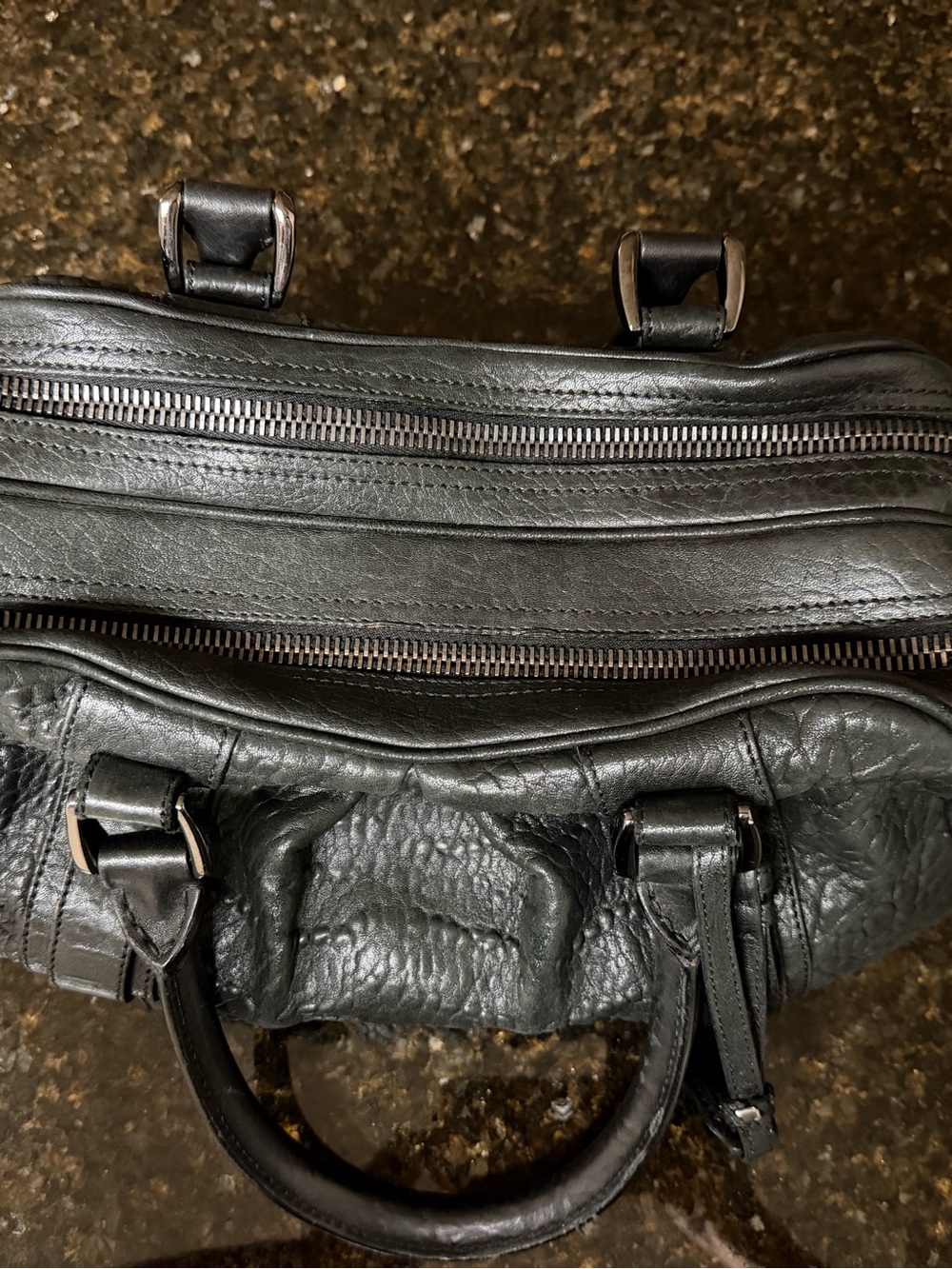 Burberry Black Textured Leather Satchel Handbag - Picture 4 of 8